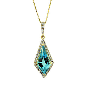 Blue Topaz and Diamond Pendant