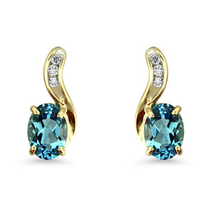 Blue Topaz and Diamond Earrings