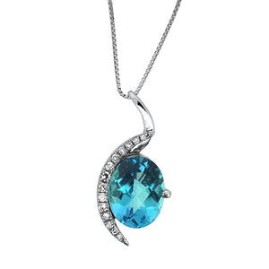 Blue Topaz and Diamond Pendant