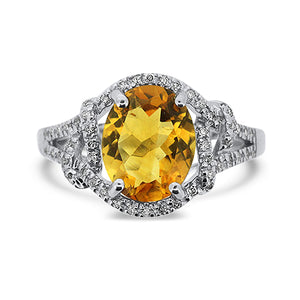 Citrine and Diamond Ring