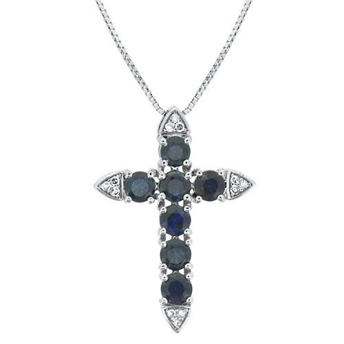 Sapphire and Diamond Cross Pendant