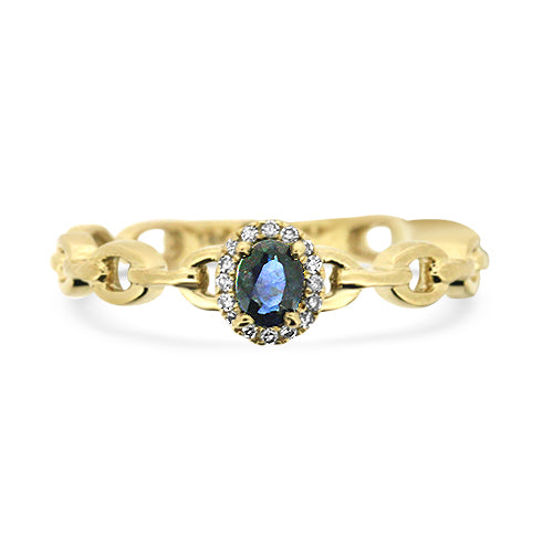 Sapphire with Diamond Halo Ring