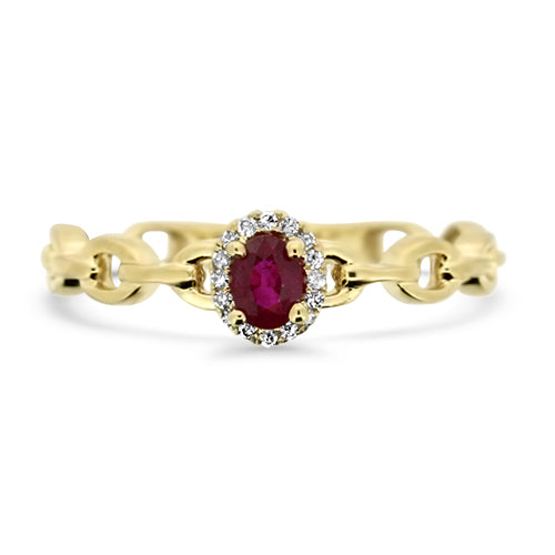 Ruby and Diamond Halo Ring