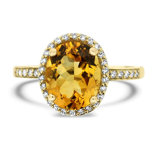 Citrine and Diamond Hallo Ring